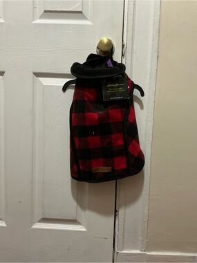 Eddie Bauer Red & Black Plaid Fleece Dog Vest